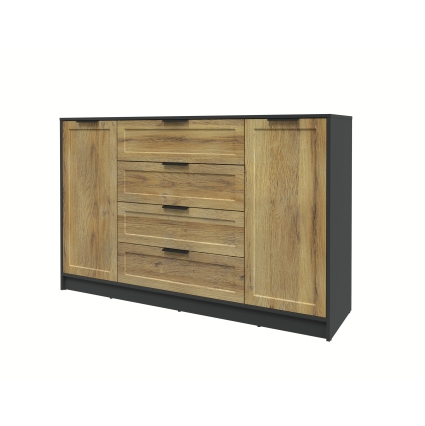 Тумба Тренд КТ-Т160 (Антрацит ЛДСП/ Дуб вотан ЛМДФ) Ш1600 В1020 Г451